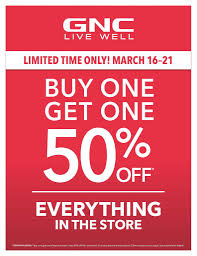 Did you scroll all this way to get facts about buy 1 get 1 half off? Hemet Valley Mall Gnc Buy One Get One 50 Off 3 16 21