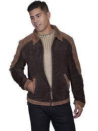 Scully Men S Brown Two Tone Boar Suede Zip Front Closure Leather Jacket L 3xl Scully Basiccoat Leather Outerwear Jackets Stylish Mens Fashion