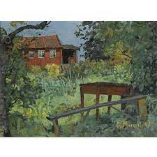 Rødt sukker bugner av fristelser. Munch Edvard Hage Med Rodt Hus Garden With Red House Mutualart