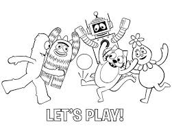 Yo gabba gabba dj lance coloring pages. All Yo Gabba Gabba Characters Playing Football Coloring Page Coloring Sun