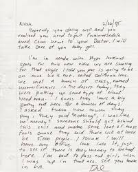 A Letter From Dr Dre To His Then Girlfriend Now Wife Nicole Threatt Lettering Love Letters California Love Video