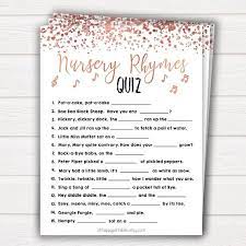 Rose Gold Baby Shower Nursery Rhyme Baby Shower Game Etsy Rose Gold Baby Shower Nursery Rhyme Baby Shower Baby Shower Songs