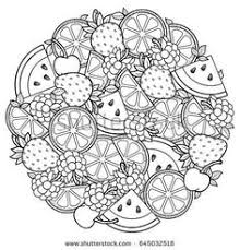 Hand drawn doodle set of fruits for coloring book page for adults. 240 Fruits Vegetables Ideas Coloring Pages Coloring Books Colouring Pages