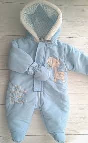 Baby Boys Blue Snowsuit With Removable Mittens 0 3 Months Nursery Time Nurserythyme Snowsuit Baby Boy Blues Baby Boy Kids Outfits