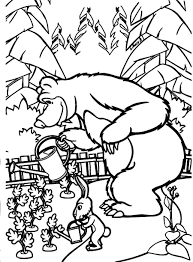 Cara menggambar kartun marsha and the. Online Coloring Pages Coloring Page Bear In The Garden Masha And The Bear Coloring Pages Website