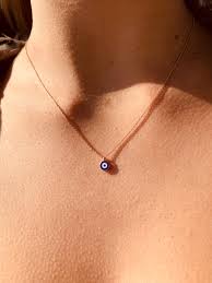 Small gold evil eye necklace. Rose Gold Small Enamel Evil Eye Necklace Gypsy Collections