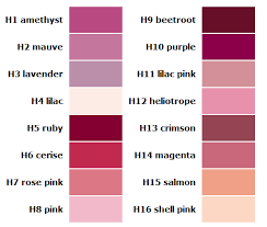 the heather society colour chart