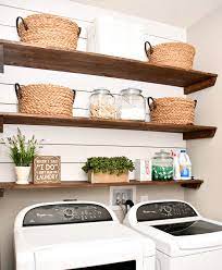 Laundry Room Shiplap And Diy Wood Shelves Easy Tutorial Small Laundry Room Makeover Laundry Room Diy Laundry Room Design