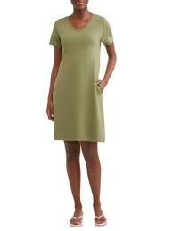 Time And Tru Time And Tru Women S Hacci T Shirt Dress Walmart Com French Terry Dress Shirt Dress T Shirt Dress