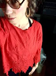 Vintage Marcia and Me Red Blouse With Cut Away Pattern