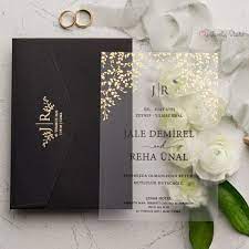 Elegant Acrylic Wedding Invitation Set Wedding Invitation With Real Gold Foil Fancy And Premium Wedding Invitation Set My Lovely Store Acrylic Wedding Invitations Minimalist Wedding Invitations Acrylic Invitations