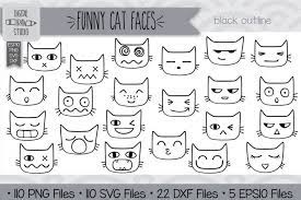 Funny Cat Faces Clip Art Hand Drawn Kawaii Cat Doodles By Digital Draw Studio Cat Face Drawing Funny Cat Faces Cat Face