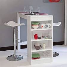 Reclaimed wood bar table restaurant counter community communal rustic custom cafe coffee conference gathering office meeting pub high top. Oobest Table Bar Blanc Avec Rangements Mange Debout Table Haute De Cuisine Cdiscount Maison