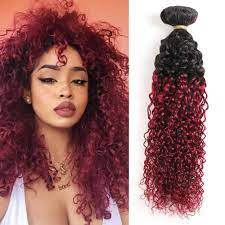 No need to worry about your skin tone. Amazon Com Ombre Burgundy Brazilian Curly Hair 1 Bundle 100 Unprocessed Human Hair Bundle Deals Black To Dark Red Kinky Curly Hair Extensions 1b 99j Ombre Hair 22 Beauty