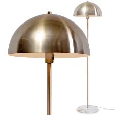 Elegante Stehlampe Mit Goldenem Halbkugel Schirm Und Marmor Sockel