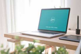 Macbook Mockup On Office Desk Macbook Mockup Mockup Psd Photoshop Mockup Free