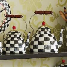 Black And White Checkered Tea Kettle Courtly Check Enamel Tea Kettle 2 Quart Tea Kettle Kettle Mackenzie Childs