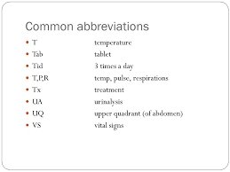 Medical abbreviations and acronyms for thousands of medical terms, including prescription, treatment, and laboratory contexts. And Frequently Used Abbreviations Medical Terminology Ppt Download