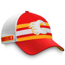 Men S Nhl Calgary Flames Fanatics Branded Red Yellow 2020 Nhl Draft Authentic Pro Adjustable Trucker Hat Sports Closet