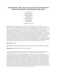 ESTIMATING THE VALUE OF LOST RECREATION DAYS FROM THE DEEPWATER HORIZON OIL  SPILL