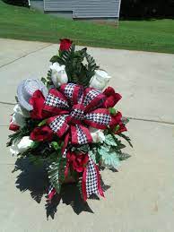 Alabama Burgundy And White Cemetery Flower By Crazyboutdeco 38 99 Funeral Flower Arrangements Funeral Floral Arrangements Memorial Flowers