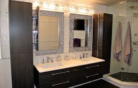 Modern Bathroom Wall Hung Double Sink Vanity With Linen Tower Led Vanity Mirrors S Bathroom Remodel Small Budget Bathroom Shower Design Dark Vanity Bathroom