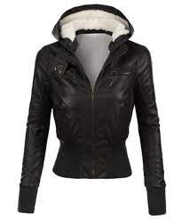 Stylish Hooded Long Sleeve Slimming Faux Leather Women S Jacket Faux Leather Jacket Women Leather Jacket Hoodie Leather Jackets Women