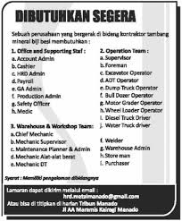 Maybe you would like to learn more about one of these? Lowongan Kerja Perusahaan Bidang Kontraktor Tambang Mineral Biji Besi Lowongan Kerja Manado Terbaru