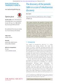 One may also ask, how the periodic table was created? Pdf The Discovery Of The Periodic Table As A Case Of Simultaneous Discovery