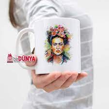 Frida Kahlo Baskili Kupa Bardak Kupalar Bardak Baski