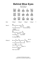 Behind Blue Eyes Sheet Music The Who Guitar Chords Lyrics Guitar Chords And Lyrics Lyrics And Chords Sheet Music Notes