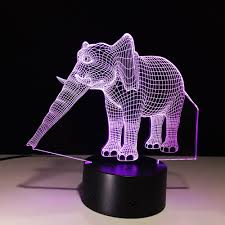 Creative 3d Light Elephant Night Light 7 Color Change Acrylic Led Table Lamp Usb Light Bedroom As Gift For Home Party Decoration Led Night Lights Aliexpress