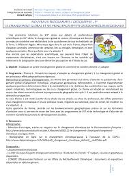 . dans la lutte contre le changement climatique. Nouveaux Programmes Geographie