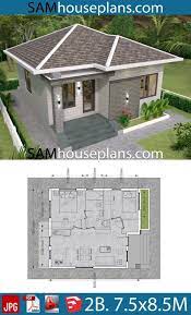 Find small 2br craftsman bungalow house plan designs w/modern open layout & more! House Plans 7 5x8 5m With 2 Bedrooms Modern House Floor Plans Model House Plan House Design Pictures