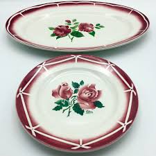 6 Assiettes Plates Diner Vintage Porcelaine Ceramique Francaise Sarreguemines Digoin Rose Aerographe Design Autres Model Lesinsolitesde Diner Plates Tableware