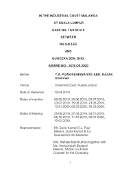 Industrial court of malaysia, tingkat 14, wisma perkeso, no.155, jalan tun razak, 50400 kuala lumpur, malaysia. 2