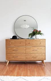 Modern Wood Dresser And Circular Mirror For The Bedroom Modern Wood Furniture Wood Furniture Living Room Wood Dresser
