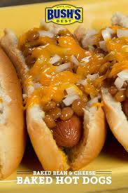 (please note that the recipe calls for cans of pork and beans, but i have no idea if another can of baked beans, the rest of the hot dogs and onion, and top with the last can of baked beans. Bush S Baked Bean Cheese Baked Hot Dogs Baked Hot Dogs Dog Recipes Hot Dog Recipes
