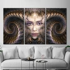 Supernatural Woman Wall Decor, Fractal Woman Printed, Surrealist Wall  Decor, Abstract Poster, Horns Woman Wall Art, Woman Canvas Art,