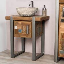 Realisation de salles de bains rascle agencement. Meuble De Salle De Bain Factory Teck Metal 70 Cm