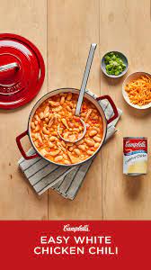 White Chicken Chili Campbell Soup Company Video Recipe Video Campbells Soup Recipes White Chicken Chili Easy Recipes