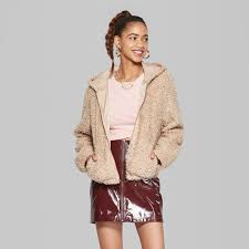 Women S Long Sleeve Full Zip Fuzzy Sherpa Jacket Wild Fable Tan Image 2 Of 3 Sherpa Jacket Women Long Sleeve Jackets