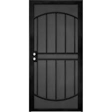 Unique Home Designs 36 In X 80 In Arcada Black Surface Mount Outswing Steel Security Door With Expanded Metal Steel Security Doors Metal Screen Security Door