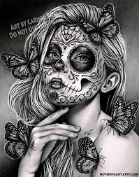 Black And White Sugar Skull Tattoo Pin By Lisa Ayala On Carissa Rose Art Sugar Skull Girl Day Of The Dead Artwork Skull Girl Tattoo