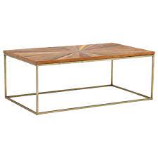 The decorative steel along the sides make the bottom of the side table look both open and closed at the same time. Jupiter Reclaimed Wood Coffee Table Brass Leg Barker Stonehouse