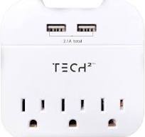 Multi Plug Wall Outlet Surge Protector with USB Ports - 3 Outlet Extender  with 2 USB Ports (1 USB-C) - Power Strip with Adapter Spaced Outlets for ...