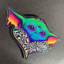 Psychedelic Yoda Vinyl Sticker Mystic Baby Etsy Trippy Drawings Yoda Art Drawing Stars