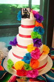 Tissue Flowers Fiesta Inspired Cake Mexican Wedding Cake Fiesta Cake Mexican Themed Weddings