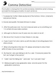 Learning to use commas and other punctuation with confidence requires a basic understanding of sentence structure. Comma Worksheets