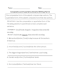 Adverbs clause of time worksheet with solved answers. Adverbs Worksheets Comparative And Superlative Adverbs Worksheets